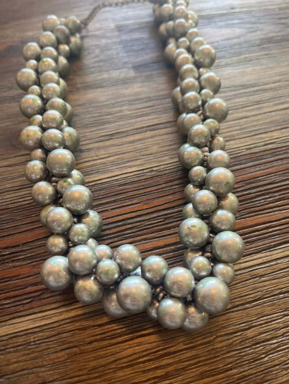 Vintage Premier Designs Showstopper Silver Tone Bubble Cluster Multi-Strand Bead
